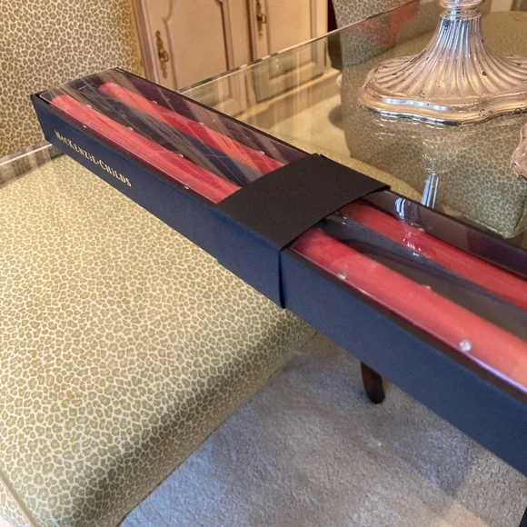 NWT MacKenzie-Childs Red tapers, dinner candles with small diamonds.Quant:2Boxed - Picture 11 of 13
